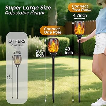 Walensee Solar Tiki Torches with Flickering Flame,96 LED Solar Walensee Solar Tiki Torches with Flickering Flame,96 LED Solar